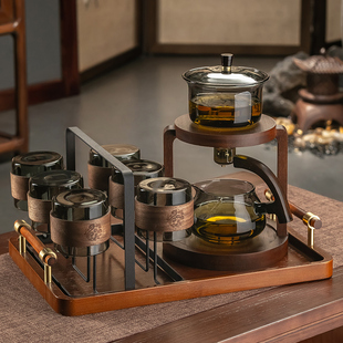家用玻璃自n动磁吸懒人感应泡茶壶冲泡茶神器功夫茶杯 茶具套装
