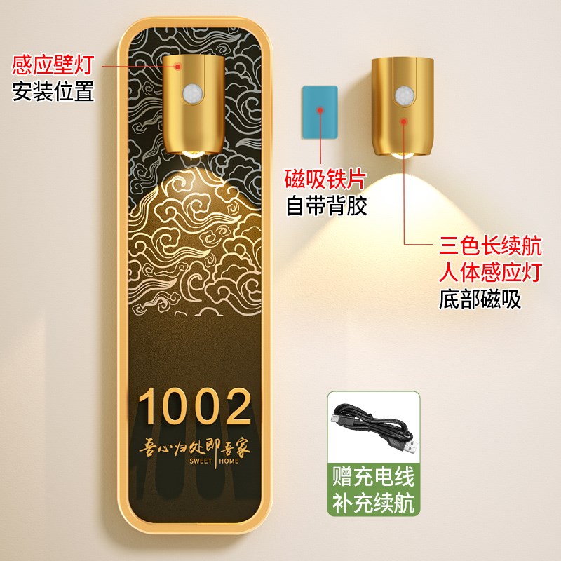 门牌2025新款家用门牌号轻奢创意定制住宅别墅房间入户门装饰发光