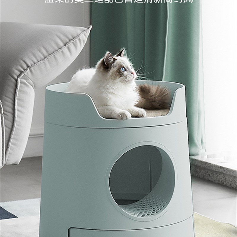 猫城堡米尾猫砂盆全封闭大号抽屉式幼猫成猫防外溅除臭双层猫厕所