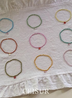 夏日多巴胺彩色串珠水钻手錬女款轻奢小众精致简约高级感百搭手饰