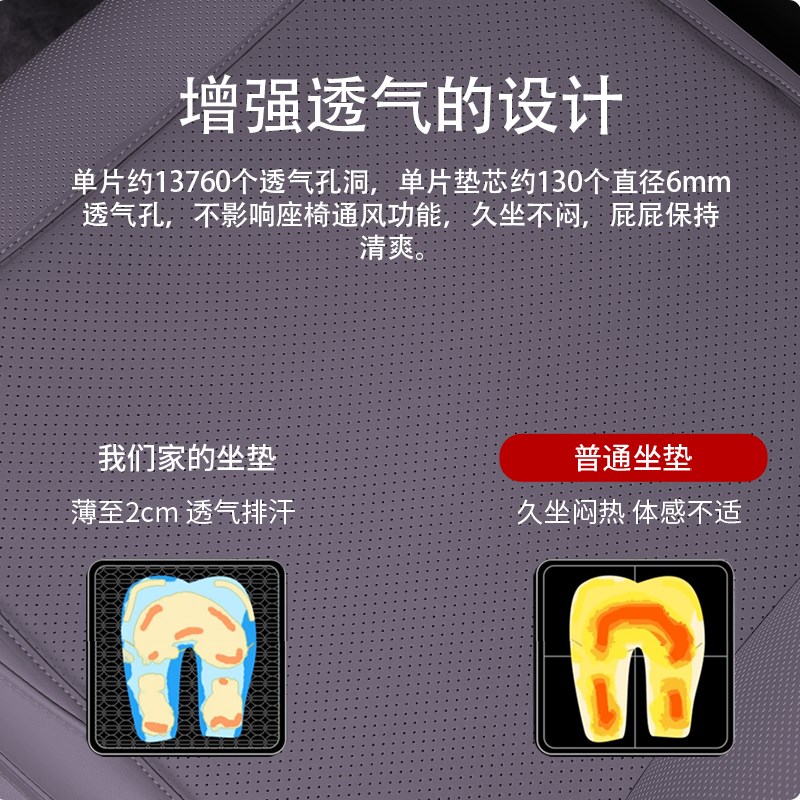 零跑C10/C11/C01/C16汽車坐墊夏季沖孔納柏皮車載專用記憶棉座墊