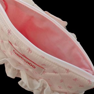 新款温柔蝴蝶格子笔袋拼接粉色少女心大容量化妆包桌面收纳包文具