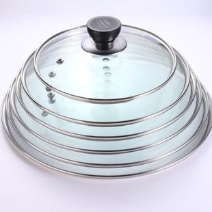 通用不粘锅钢化盖加厚汤锅蒸锅G型家用炒锅盖透明盖玻璃盖子通用