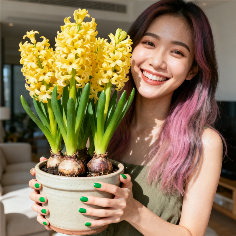 风信子种球盆栽带芽水培植