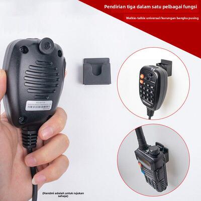 三合一对讲机车载支架底座挂钩背夹车台手咪通用配件固定架