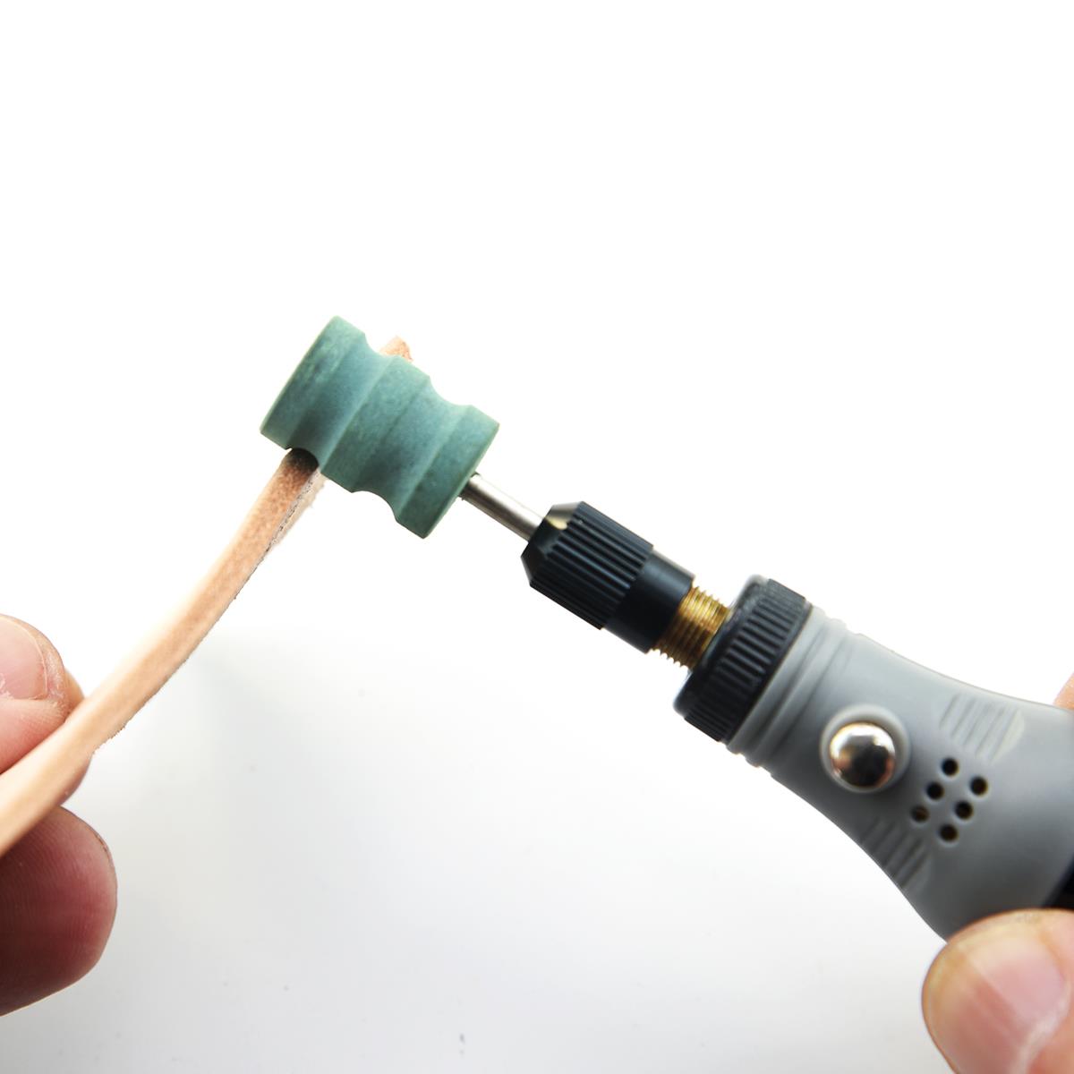 多凹槽皮边打磨绿色打磨头 手工diy皮具封边电动修皮边器砂轮多规