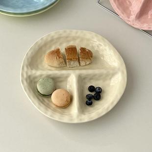 韩国风陶瓷分餐盘一人食三格减脂餐盘奶油风分格早餐盘子 糖小姐