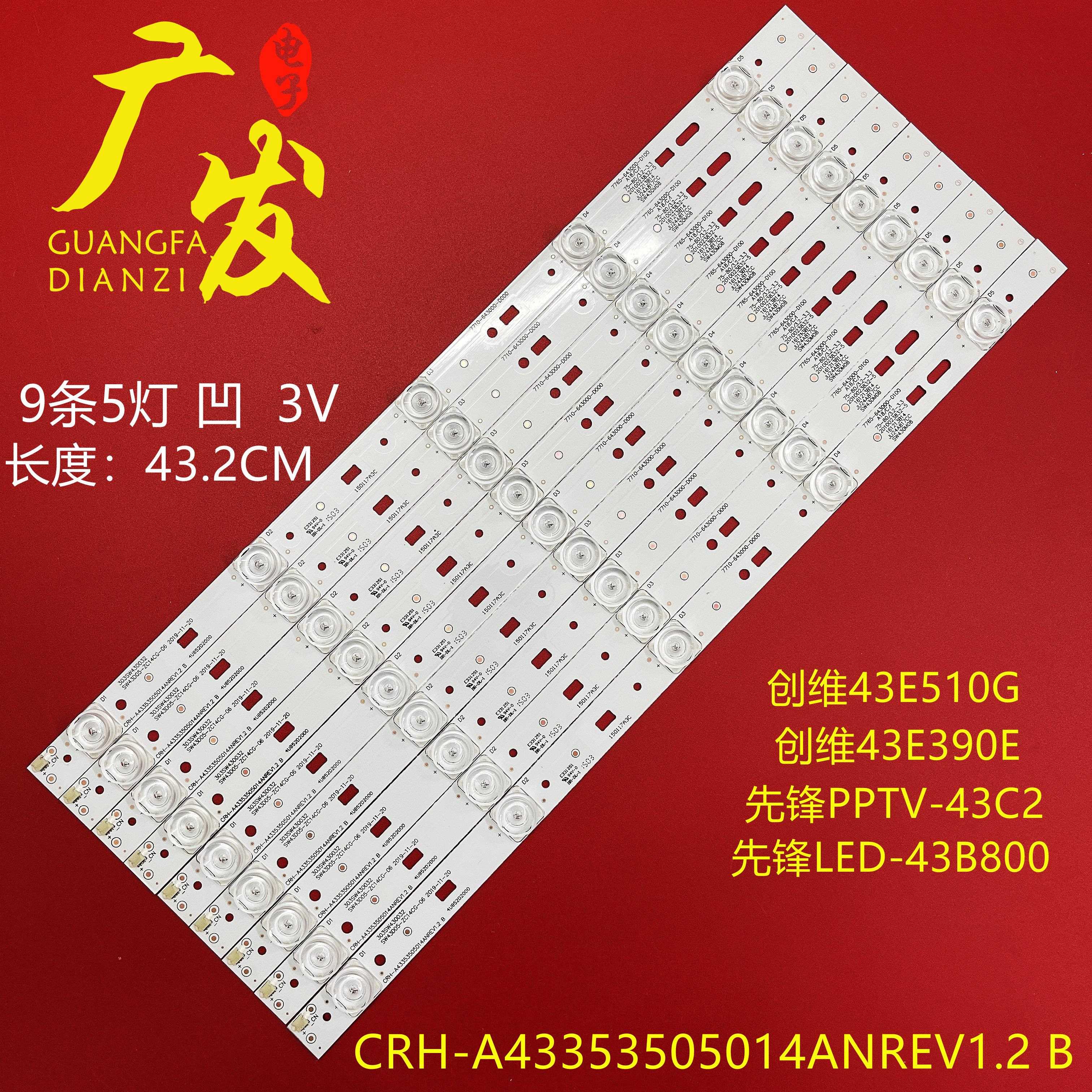 适用PPTV-43C2灯条SW43D05-ZC14CG-06 303SW430032液晶LED凹透镜