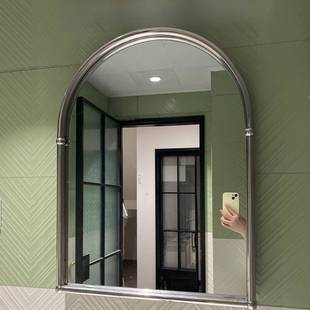 法国覆古拱形镜子浴室简单壁挂式北欧浴室不锈钢梳妆镜壁挂式