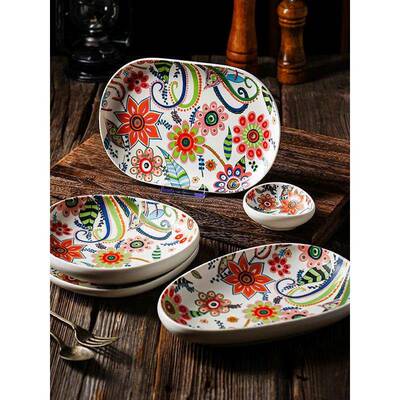 叠莲花餐具陶瓷家居创意碟盘酒店微波炉流行时尚