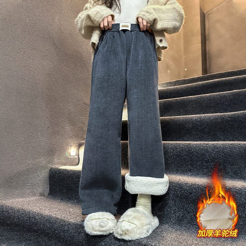 女童加绒裤子2026冬装新款儿童休闲加厚羊驼绒阔腿裤直筒长裤子潮,童装/婴儿装/亲子装,裤子,淘宝优惠券,粉丝福利购,淘宝优惠卷