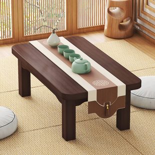 床上简约矮桌子 炕桌吃饭桌榻榻米实木小茶桌家用农村楠竹飘窗日式