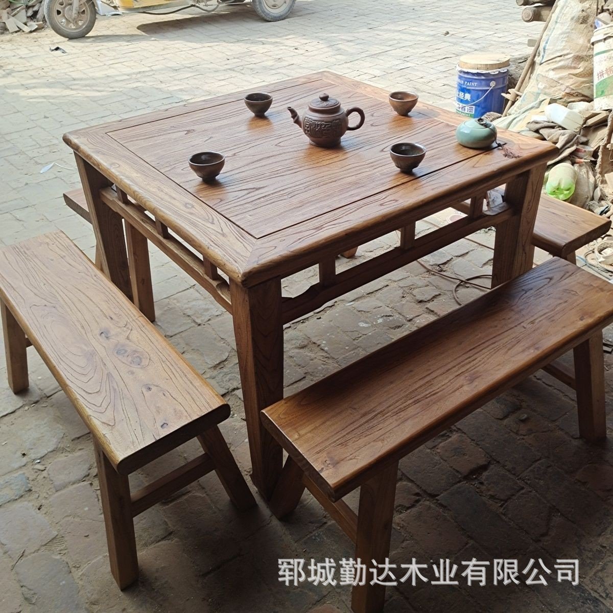 老榆木八仙桌实木小方桌正方形餐桌复古长桌饭店正方桌