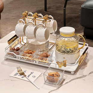 家用客厅待客茶杯茶壶Q水壶乔迁新居杯子 高颜值茶具水杯整套装