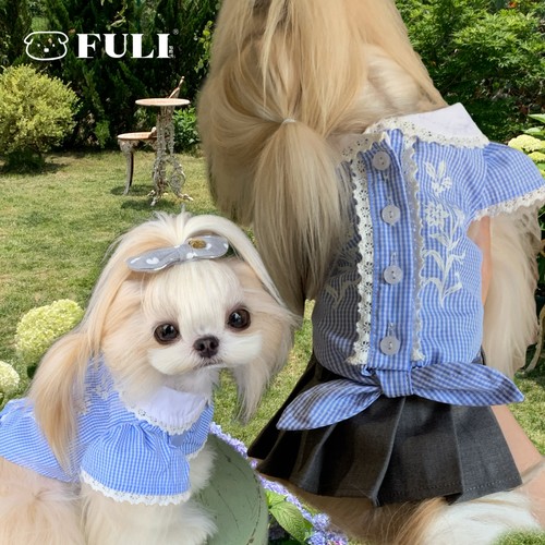 FULIPET「百合」打结衬衣+西装裙.花园系列.西施犬马尔济斯比熊