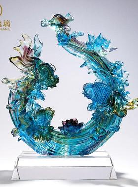 琉璃鱼装饰品金玉满堂大摆件玄关客厅家居工艺品搬家轻奢高档礼物