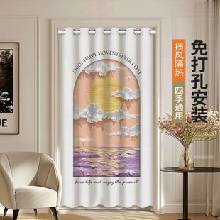 门帘免打孔隔断帘卧室房间家用空调挡风帘子厨房卫生间厕所遮挡帘
