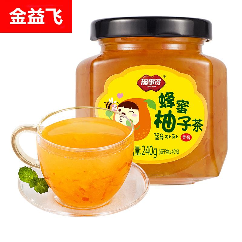 福事多240g蜂蜜柚子茶柠檬百香果茶多种口味瓶装蓝莓果茶红枣果茶