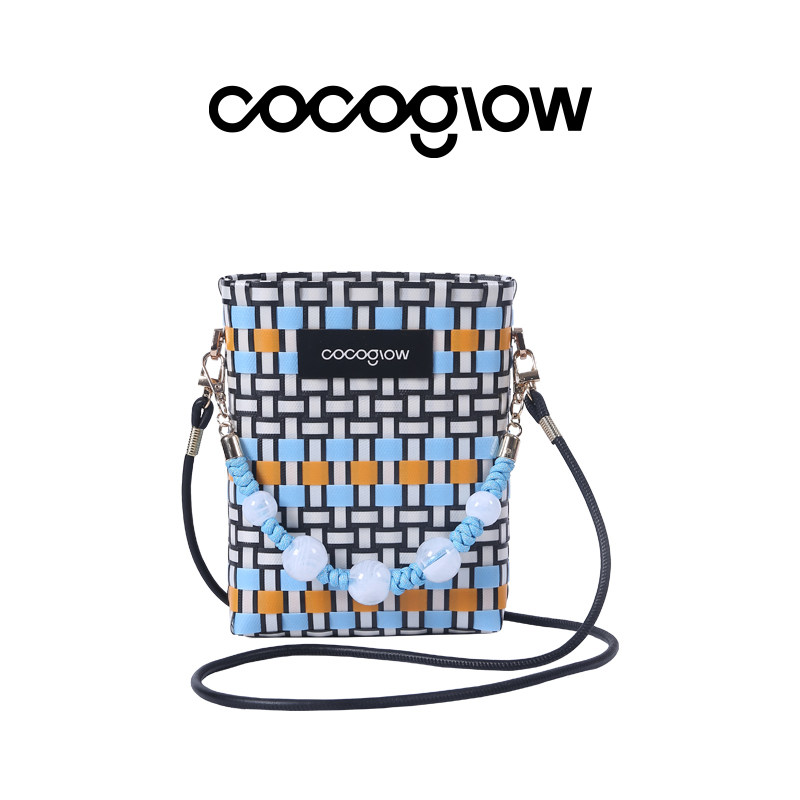 cocoglow26年新款复古砖纹系列迷你托特斜挎包泰国手工编织包女包图片