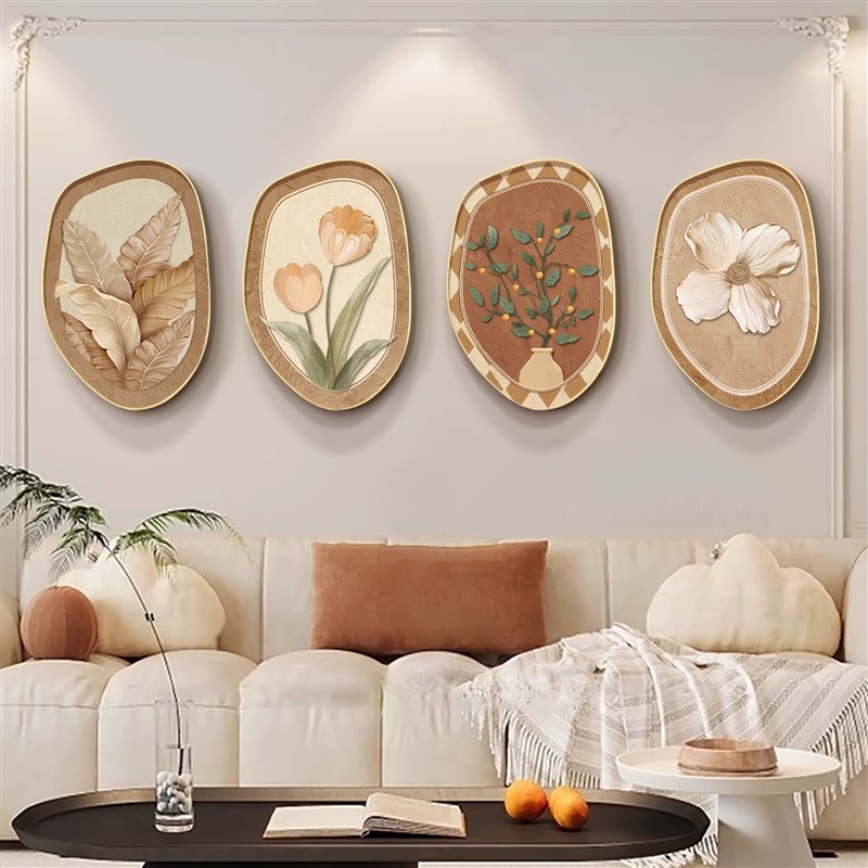 法式奶油风客厅沙发背景墙装饰画新款高级感复古艺术玄关组合挂画