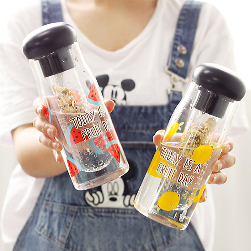 韩国创意潮流水果玻璃杯简约花茶水瓶过滤韩版便携学生随手水杯子