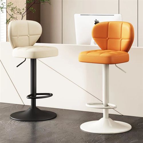 吧台椅升降旋转奶油风靠背家用转椅吧凳子铁艺收银台前台高脚椅子