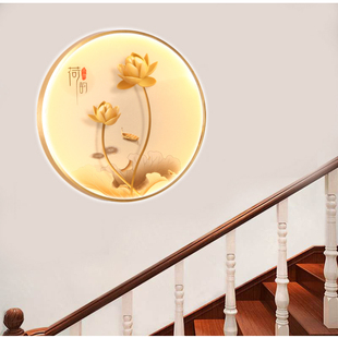 中式装饰画人体感应壁灯楼梯间墙面led晶瓷过道创意声光控壁画灯