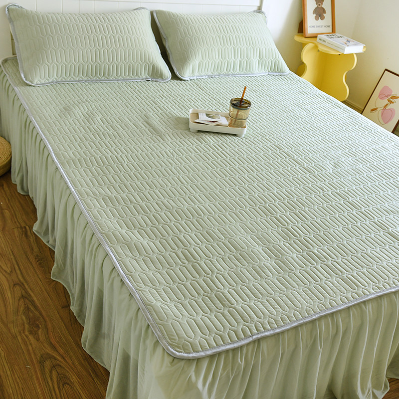 夏季A类乳胶冰丝凉席三件套床裙款夏天空调软席子床单垫可机水洗,床上用品,乳胶席,淘宝优惠券,粉丝福利购,淘宝优惠卷