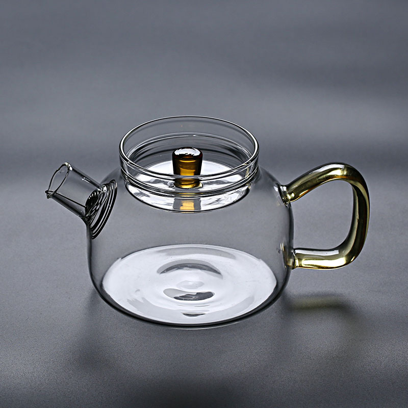 手工加厚玻璃茶壶带过滤耐热泡茶壶煮茶壶迷你侧把小花茶壶养生壶