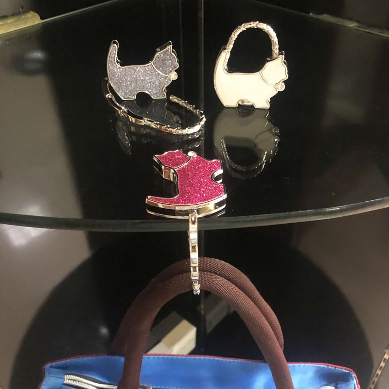 创意金属折叠挂包钩卡通猫咪挂包器锁型挂包扣桌边无痕背包挂钩