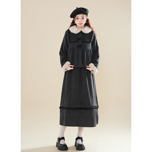 甜美复古风毛呢外套半裙套装冬季新款高级感小个子上衣裙子两件套