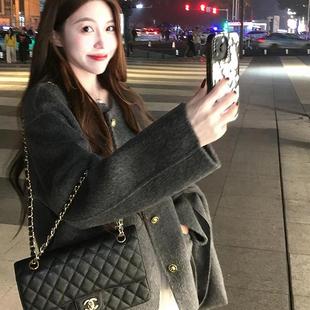 2025新款呢子大衣女灰色秋冬季高级感毛呢外套韩系小个子冬天短款