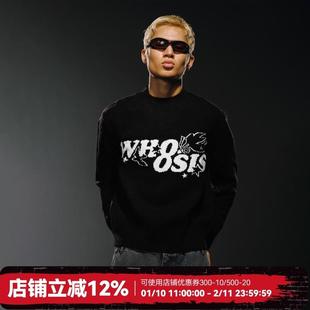 WHOOSIS（不知其名）丘比特珠片纱提花毛衣秋冬保暖简约男女宽松