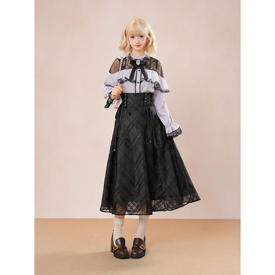 清楚系少女穿搭套装 日系甜美蝴蝶结上衣+半裙两件套2025秋小个子