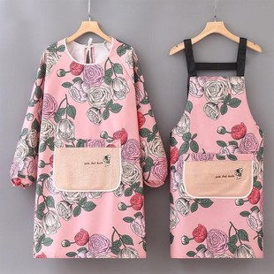 新款 时尚 围裙防水防油厨房女士家用年轻漂亮罩衣做饭防污防油
