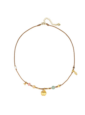 鱼头星星小众设计好运平安吊坠编织项链女生复古金色苹果正品礼物