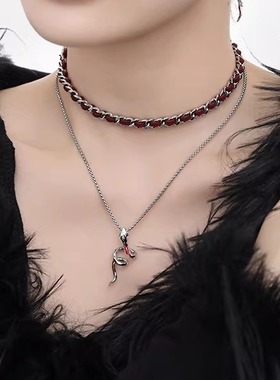 鱼头星星毛衣链秋冬长款项饰独特设计感项链配饰红色礼物滴油蛇年