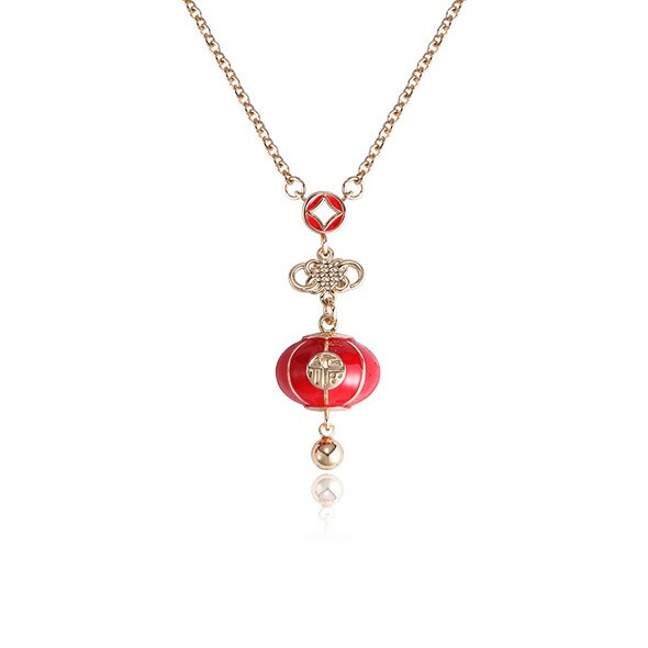 鱼头星星小众设计感新中式女生喜庆新年饰品红色灯笼项链礼物正品