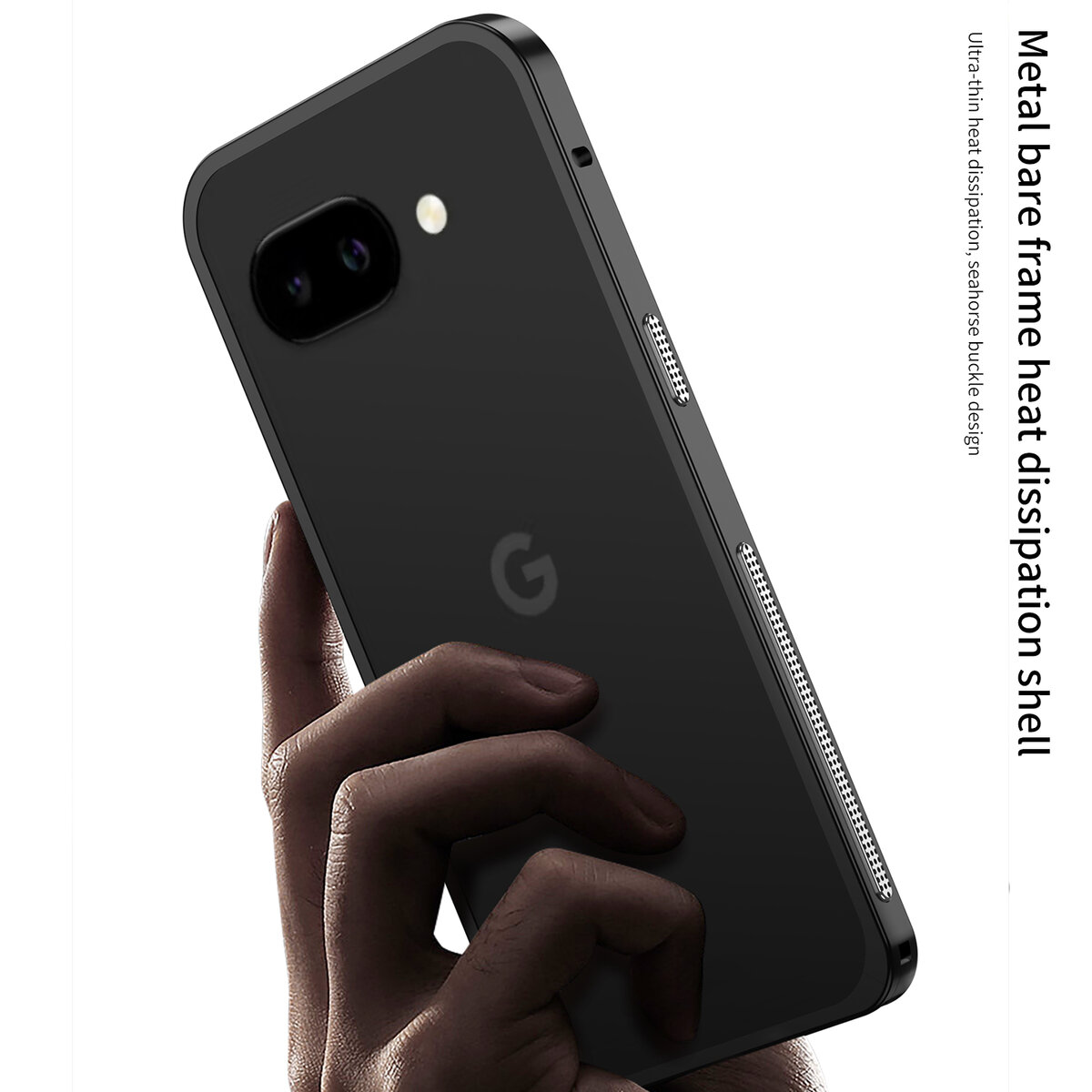 适用谷歌pixe9A金属散热边框防摔保护壳新款海马扣设计创原铝合金保护壳