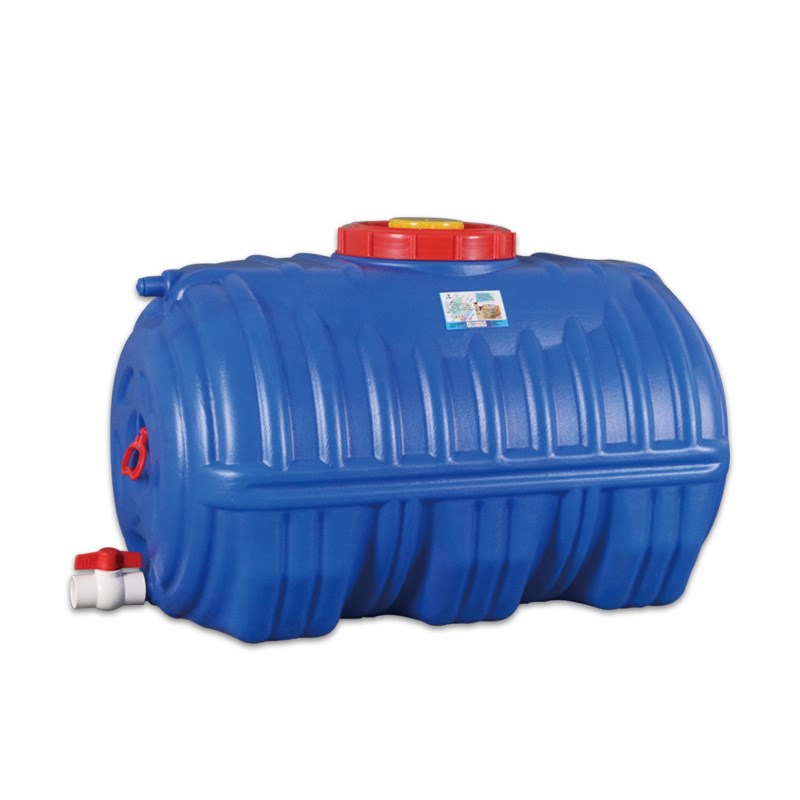 150-800升L蓝色塑料储水桶蓄水罐家用加厚卧式圆形聚乙烯塑料水箱