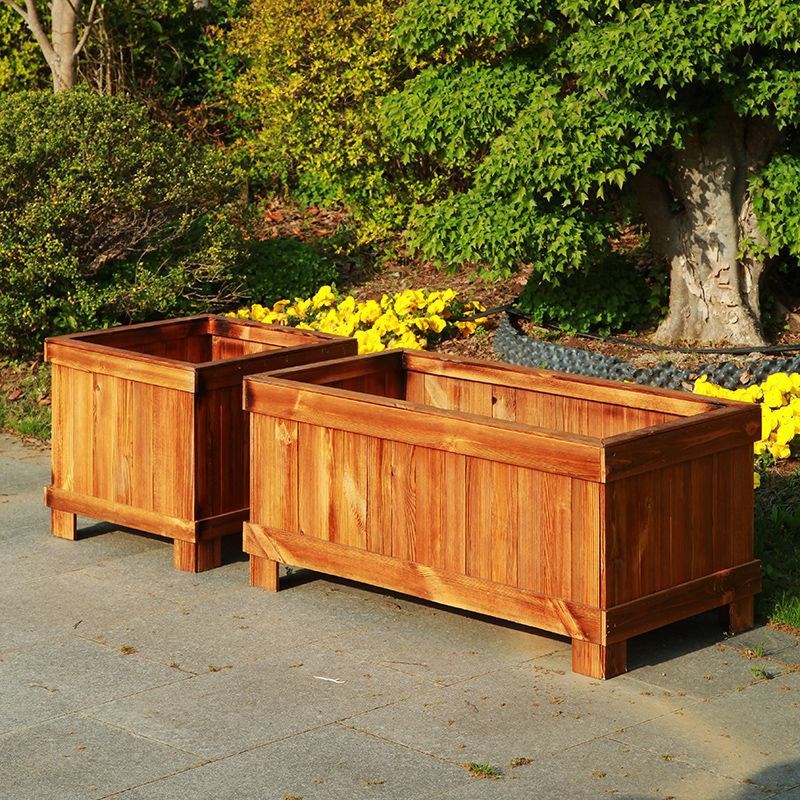 防腐木花箱加厚碳化实木花箱室外户外种菜种花花槽花盆