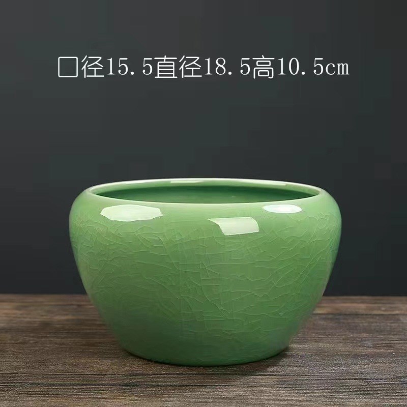 无孔哥窑水培水养铜钱草盆碗莲睡莲水仙花花盆陶瓷盆缸特大号