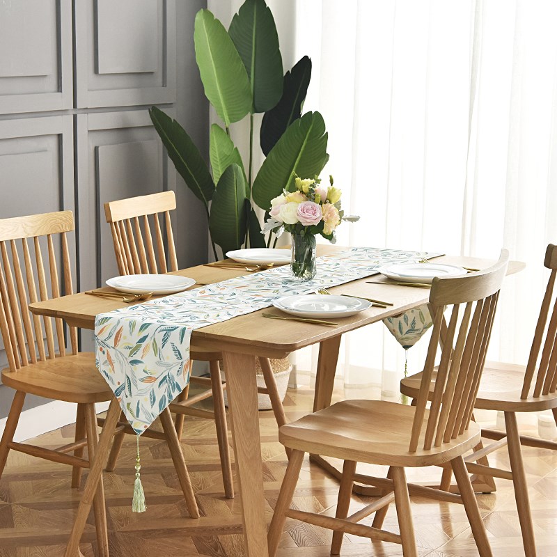 棉麻细桌旗样板间美式轻奢高级感餐桌布现代简约西餐桌长桌巾餐垫