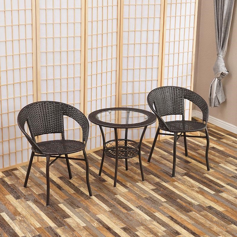 户外藤编桌椅三件套阳台防水桌椅茶几现代简约庭院休闲茶桌组合