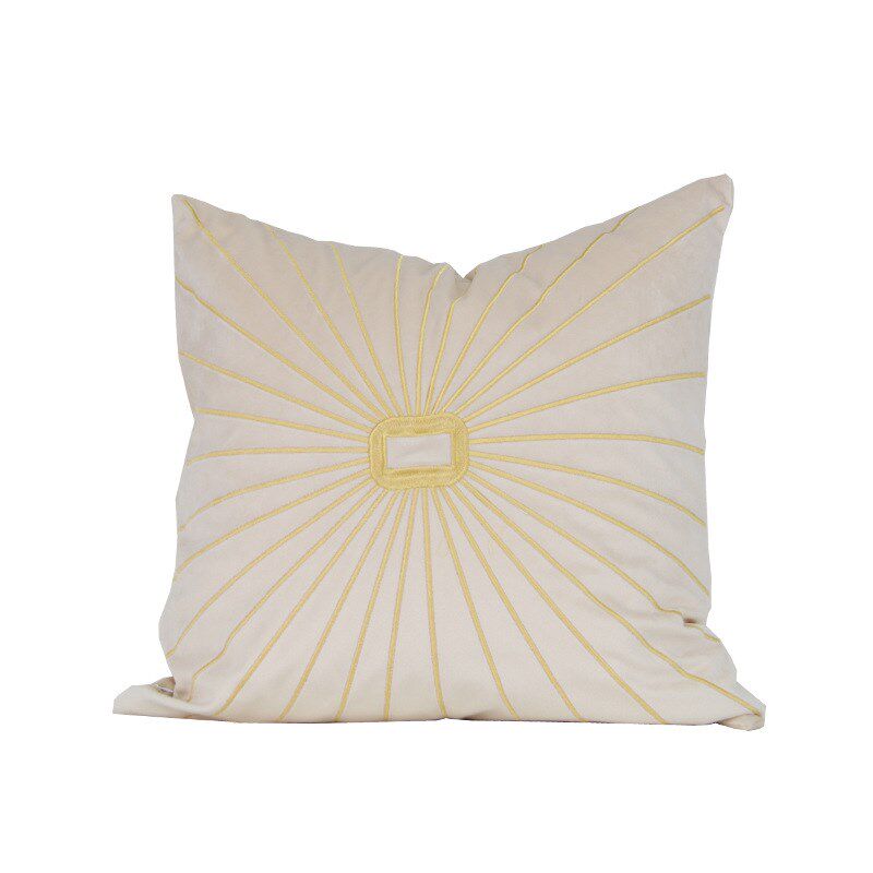 现代轻奢金色贴片刺绣抱枕靠垫套 样板间酒店床头软靠包 沙发靠枕