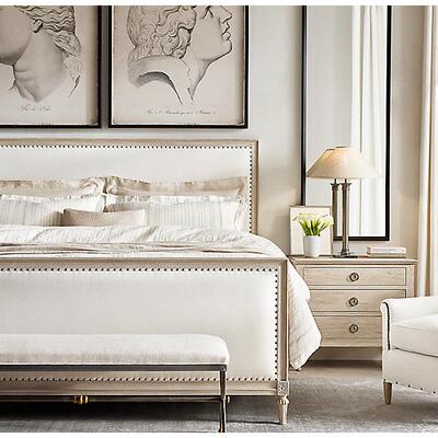 美式轻奢实木床双人床主卧1.8米法式复古简约1.5米单人布艺床家用