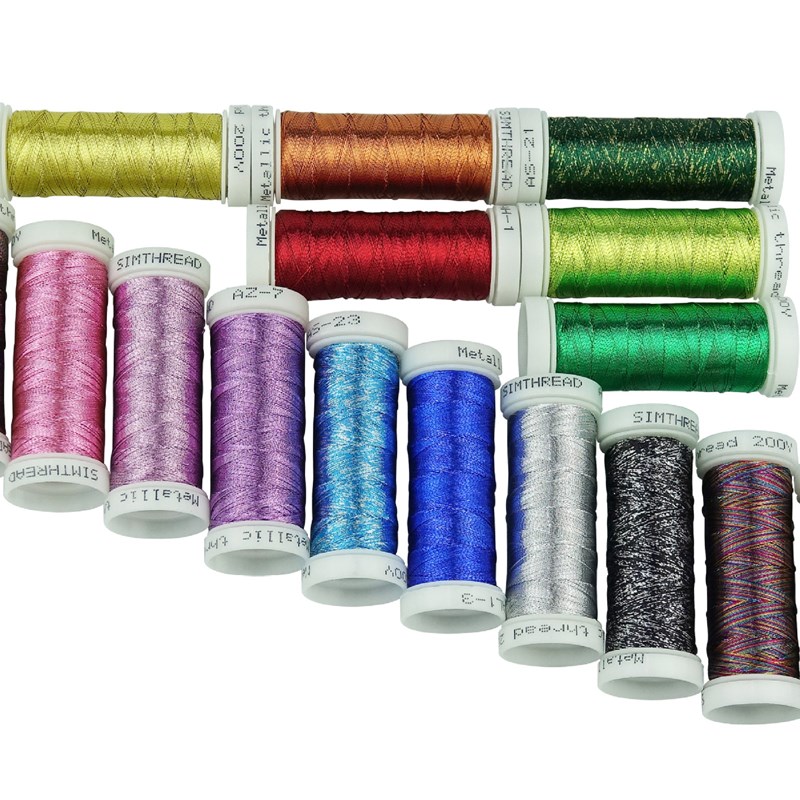 Simthread 32色200码金属质感绣线 金银线机器绣花线 法式绣花线