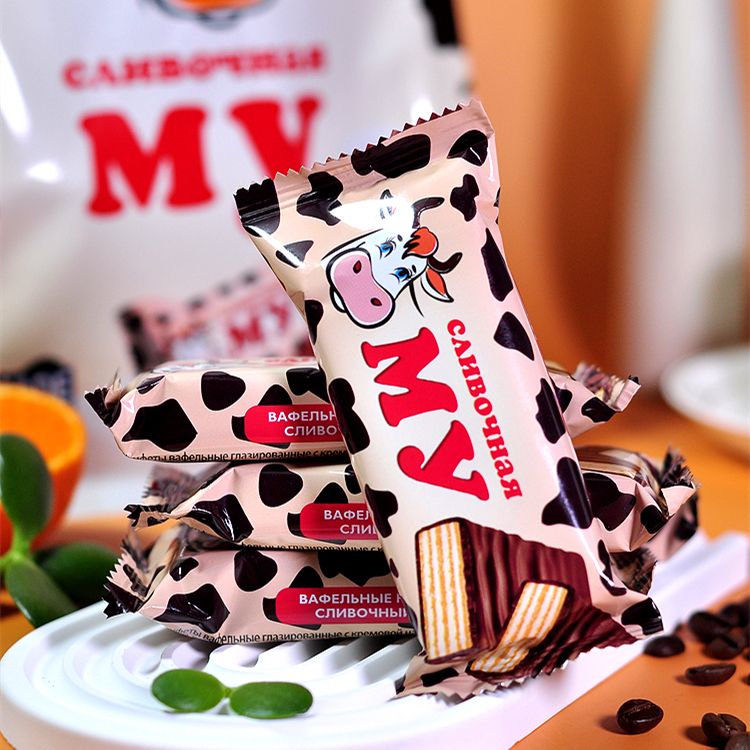 俄罗斯进口涅夫斯基大牛威化饼干巧克力夹心散装网红休闲零食品