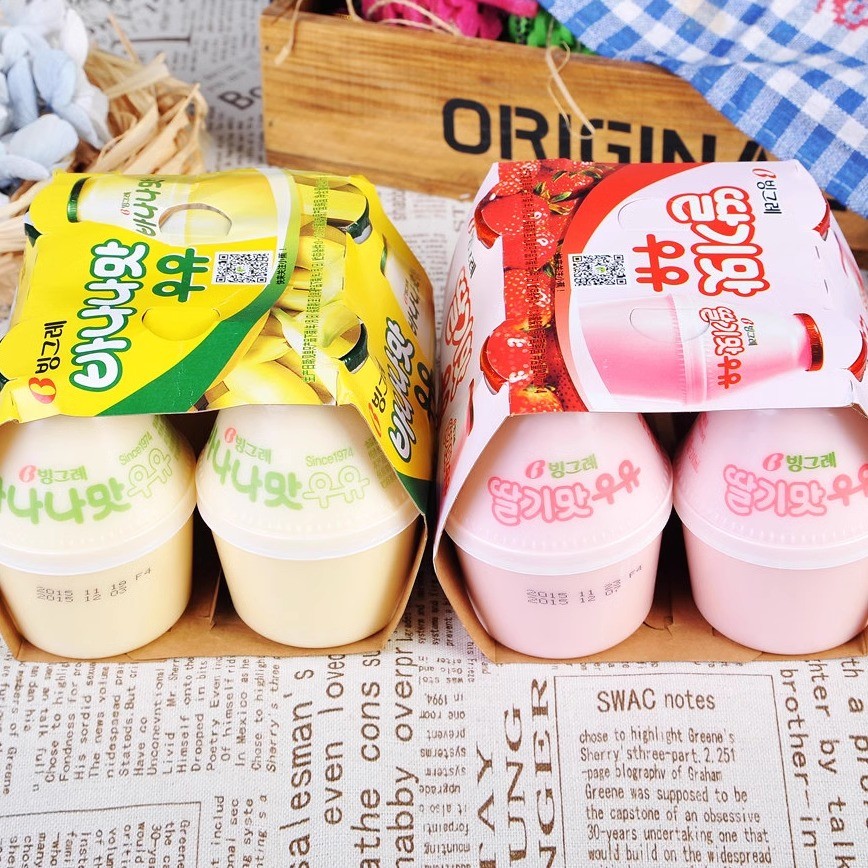 韩国进口Binggrae/宾格瑞香蕉草莓哈密瓜红薯牛奶饮品饮料238ml