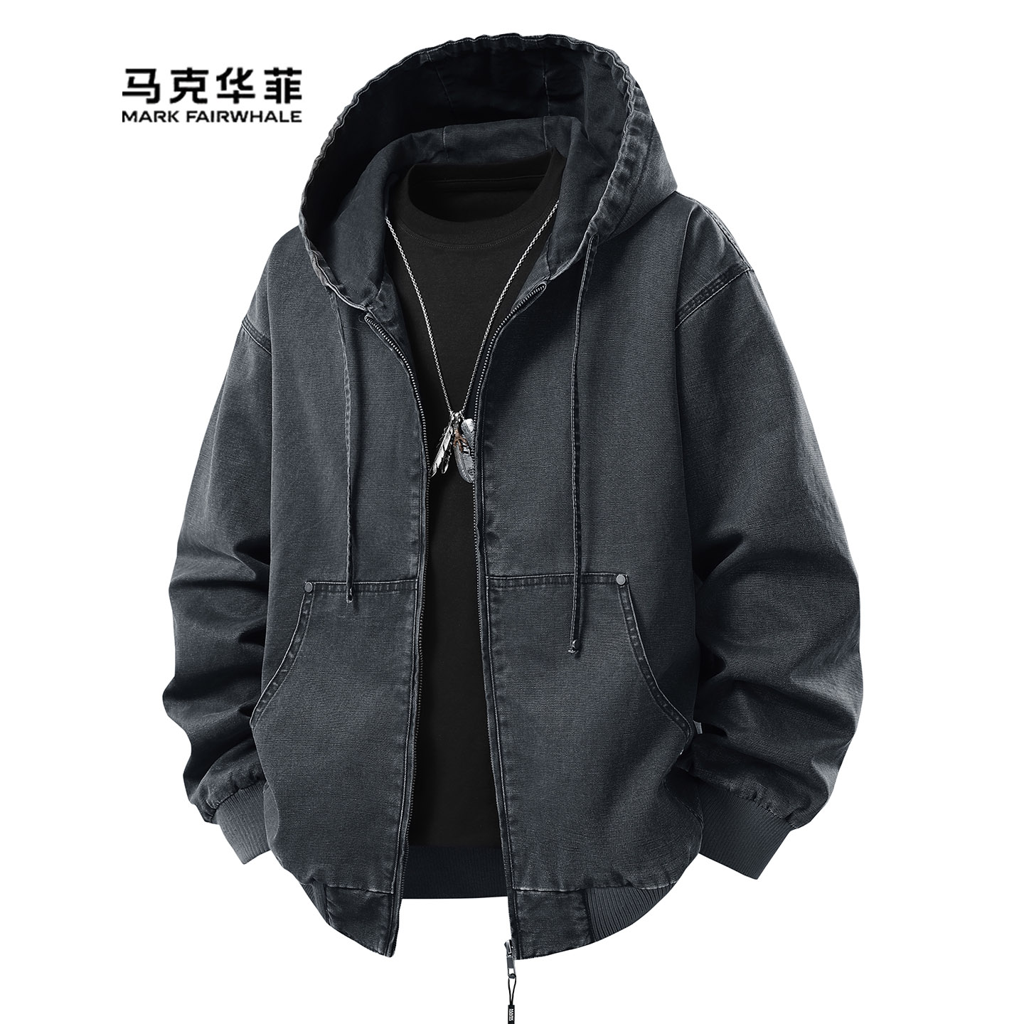 美式复古连帽夹克冬百搭工装外套